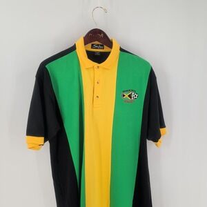 Vintage‎ Sun Island Reggae Boyz Jamaica Soccer Polo Shirt Multicolor Size L
